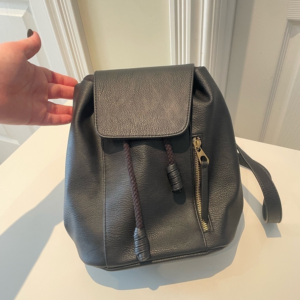Faux leather drawstring backpack